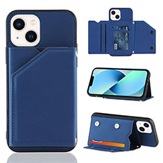 Funda Lujo Cuero Carcasa Y05B para Apple iPhone 13 Azul