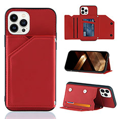 Funda Lujo Cuero Carcasa Y05B para Apple iPhone 14 Pro Rojo