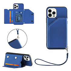 Funda Lujo Cuero Carcasa Y06B para Apple iPhone 13 Pro Azul