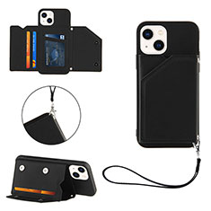 Funda Lujo Cuero Carcasa Y06B para Apple iPhone 14 Plus Negro