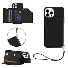 Funda Lujo Cuero Carcasa Y06B para Apple iPhone 14 Pro Negro