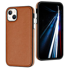 Funda Lujo Cuero Carcasa Y07B para Apple iPhone 13 Marron