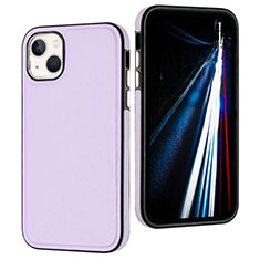 Funda Lujo Cuero Carcasa Y07B para Apple iPhone 15 Plus Purpura Claro