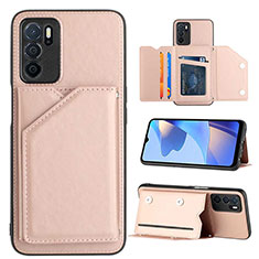 Funda Lujo Cuero Carcasa YB1 para Oppo A54s Oro Rosa