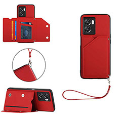 Funda Lujo Cuero Carcasa YB1 para Oppo A77 5G Rojo