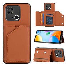 Funda Lujo Cuero Carcasa YB1 para Xiaomi Redmi 10C 4G Marron