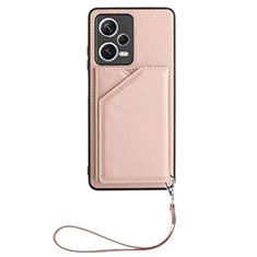 Funda Lujo Cuero Carcasa YB1 para Xiaomi Redmi Note 12 Pro 5G Oro Rosa