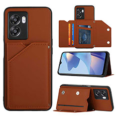 Funda Lujo Cuero Carcasa YB2 para OnePlus Nord N300 5G Marron