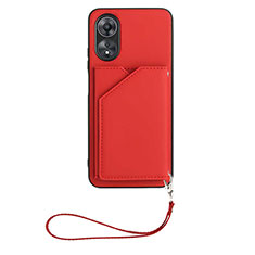 Funda Lujo Cuero Carcasa YB2 para Oppo A17 Rojo