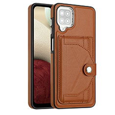 Funda Lujo Cuero Carcasa YB2 para Samsung Galaxy F12 Marron