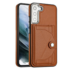 Funda Lujo Cuero Carcasa YB2 para Samsung Galaxy S21 FE 5G Marron