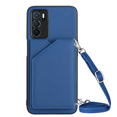 Funda Lujo Cuero Carcasa YB3 para Oppo A54s Azul