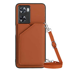 Funda Lujo Cuero Carcasa YB3 para Oppo A57 4G Marron