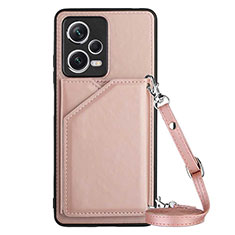 Funda Lujo Cuero Carcasa YB3 para Xiaomi Redmi Note 12 Explorer Oro Rosa