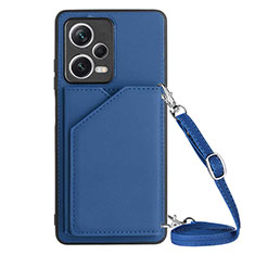 Funda Lujo Cuero Carcasa YB3 para Xiaomi Redmi Note 12 Pro 5G Azul