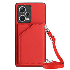 Funda Lujo Cuero Carcasa YB3 para Xiaomi Redmi Note 12 Pro 5G Rojo