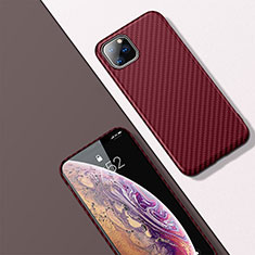 Funda Lujo Fibra de Carbon Carcasa Twill para Apple iPhone 11 Pro Max Rojo