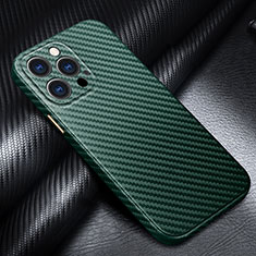 Funda Lujo Fibra de Carbon Carcasa Twill para Apple iPhone 14 Pro Max Verde