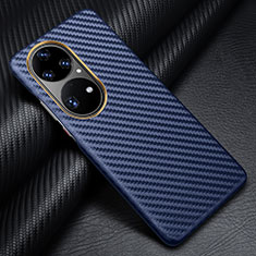 Funda Lujo Fibra de Carbon Carcasa Twill para Huawei P50 Pro Azul