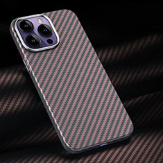 Funda Lujo Fibra de Carbon Carcasa Twill T01 para Apple iPhone 14 Pro Max Rojo