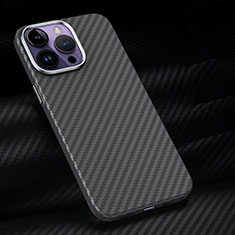 Funda Lujo Fibra de Carbon Carcasa Twill T01 para Apple iPhone 14 Pro Negro