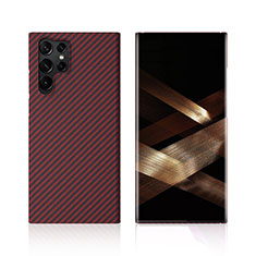 Funda Lujo Fibra de Carbon Carcasa Twill T01 para Samsung Galaxy S24 Ultra 5G Rojo