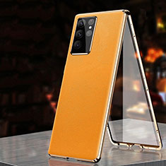 Funda Lujo Marco de Aluminio Carcasa 360 Grados D01 para Samsung Galaxy S23 Ultra 5G Naranja
