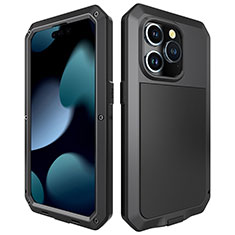 Funda Lujo Marco de Aluminio Carcasa 360 Grados HJ1 para Apple iPhone 14 Pro Max Negro