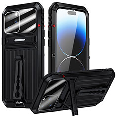 Funda Lujo Marco de Aluminio Carcasa 360 Grados LO1 para Apple iPhone 14 Pro Max Negro