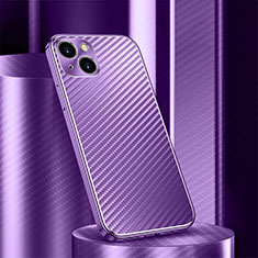 Funda Lujo Marco de Aluminio Carcasa 360 Grados M01 para Apple iPhone 13 Mini Morado