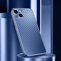 Funda Lujo Marco de Aluminio Carcasa 360 Grados M01 para Apple iPhone 14 Plus Azul