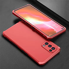 Funda Lujo Marco de Aluminio Carcasa 360 Grados M02 para Oppo Find X3 Lite 5G Rojo