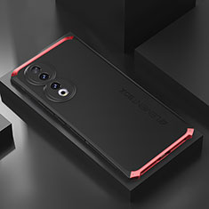 Funda Lujo Marco de Aluminio Carcasa 360 Grados P01 para Huawei Honor 90 5G Rojo y Negro