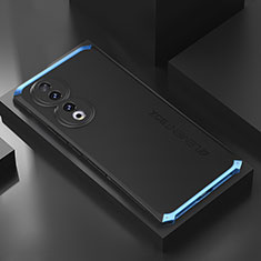 Funda Lujo Marco de Aluminio Carcasa 360 Grados P01 para Huawei Honor 90 Pro 5G Azul y Negro