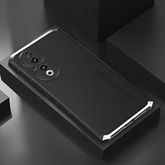Funda Lujo Marco de Aluminio Carcasa 360 Grados P01 para Huawei Honor 90 Pro 5G Plata y Negro