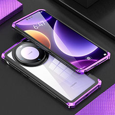 Funda Lujo Marco de Aluminio Carcasa 360 Grados P01 para Huawei Mate 60 Morado