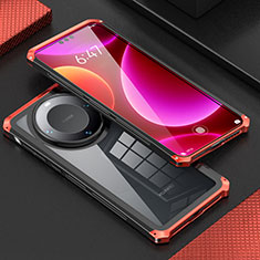 Funda Lujo Marco de Aluminio Carcasa 360 Grados P01 para Huawei Mate 60 Pro+ Plus Rojo y Negro