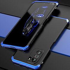 Funda Lujo Marco de Aluminio Carcasa 360 Grados P01 para Xiaomi Mi 11i 5G Azul y Negro