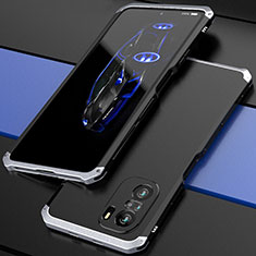 Funda Lujo Marco de Aluminio Carcasa 360 Grados P01 para Xiaomi Mi 11i 5G Plata y Negro