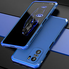 Funda Lujo Marco de Aluminio Carcasa 360 Grados P01 para Xiaomi Mi 11X Pro 5G Azul
