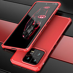 Funda Lujo Marco de Aluminio Carcasa 360 Grados P01 para Xiaomi Mi 13 5G Rojo