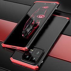 Funda Lujo Marco de Aluminio Carcasa 360 Grados P01 para Xiaomi Mi 13 5G Rojo y Negro