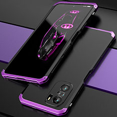 Funda Lujo Marco de Aluminio Carcasa 360 Grados P01 para Xiaomi Poco F3 5G Morado