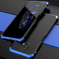 Funda Lujo Marco de Aluminio Carcasa 360 Grados P01 para Xiaomi Redmi Note 9T 5G Azul y Negro