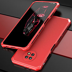 Funda Lujo Marco de Aluminio Carcasa 360 Grados P01 para Xiaomi Redmi Note 9T 5G Rojo