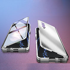Funda Lujo Marco de Aluminio Carcasa 360 Grados P02 para Samsung Galaxy Z Fold3 5G Plata