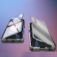 Funda Lujo Marco de Aluminio Carcasa 360 Grados P02 para Samsung Galaxy Z Fold4 5G Gris