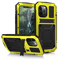 Funda Lujo Marco de Aluminio Carcasa 360 Grados para Apple iPhone 12 Pro Max Amarillo