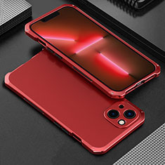 Funda Lujo Marco de Aluminio Carcasa 360 Grados para Apple iPhone 14 Rojo