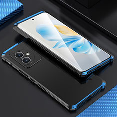 Funda Lujo Marco de Aluminio Carcasa 360 Grados para Huawei Honor 100 5G Azul y Negro